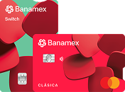 Tarjeta Cuenta de Débito Switch vertical con chip y Tarjeta Clásica Banamex horizontal con chip.